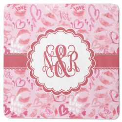 Lips n Hearts Square Rubber Backed Coaster (Personalized)