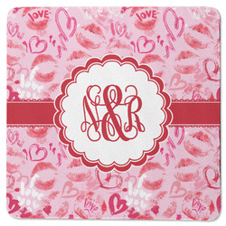 Lips n Hearts Square Rubber Backed Coaster (Personalized)