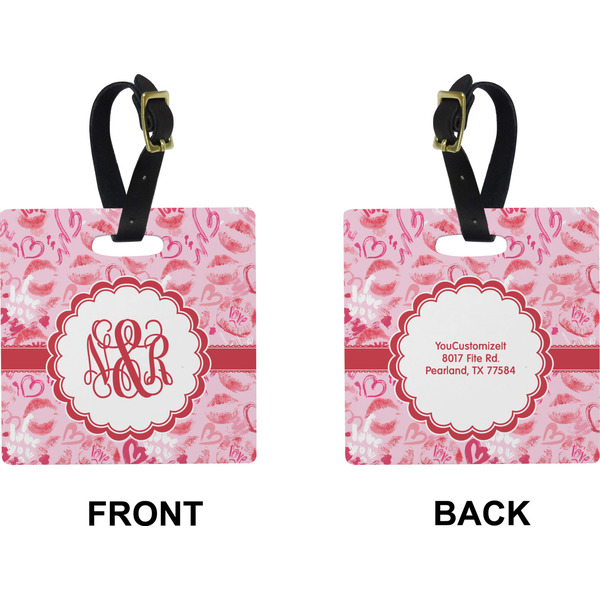 Lips n Hearts Square Luggage Tag (Front + Back)