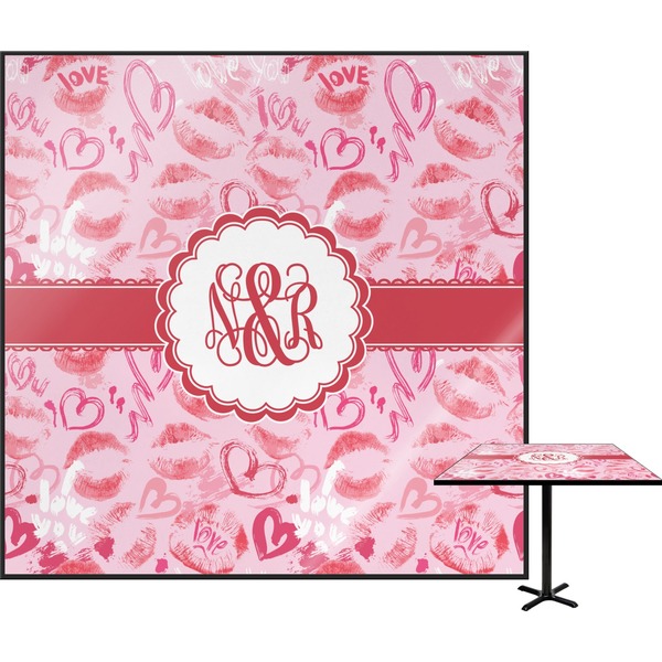 Custom Lips n Hearts Square Table Top - 24" (Personalized)