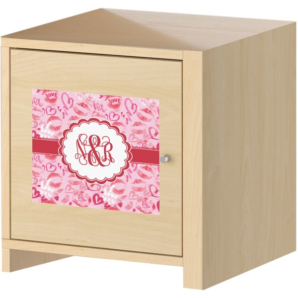 Lips n Hearts Square Wall Decal on Wooden Cabinet