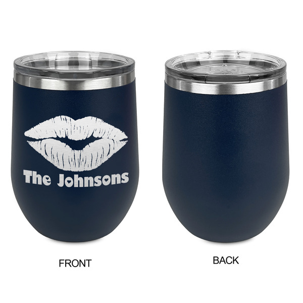 Lips n Hearts Stainless Wine Tumblers - Navy - Single Sided - Approval