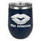 Lips n Hearts Stainless Wine Tumblers - Navy - Single Sided - Front