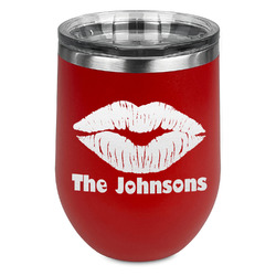 Lips n Hearts Stemless Stainless Steel Wine Tumbler - Red - Double Sided (Personalized)