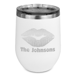 Lips n Hearts Stemless Stainless Steel Wine Tumbler - White - Double Sided (Personalized)