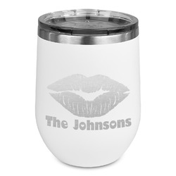 Lips n Hearts Stemless Stainless Steel Wine Tumbler - White - Single Sided (Personalized)