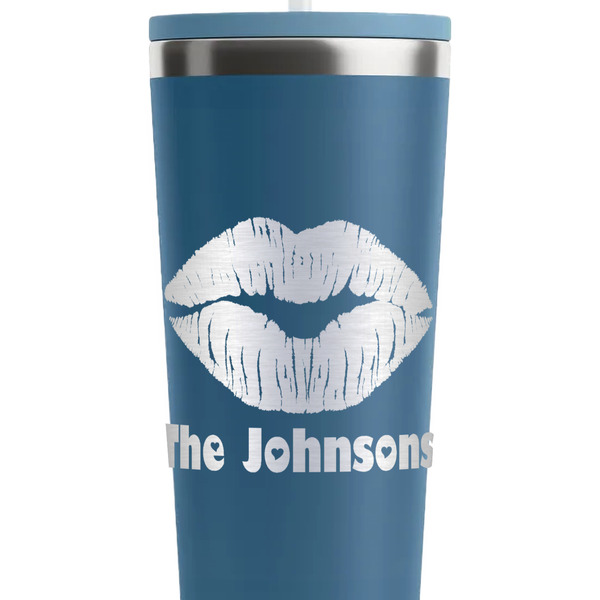 Lips n Hearts Steel Blue RTIC Everyday Tumbler - 28 oz. - Close Up