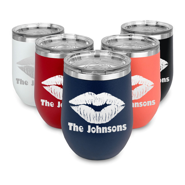 Lips n Hearts Steel Wine Tumblers Multiple Colors