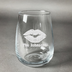 Lips n Hearts Stemless Wine Glass (Single) (Personalized)
