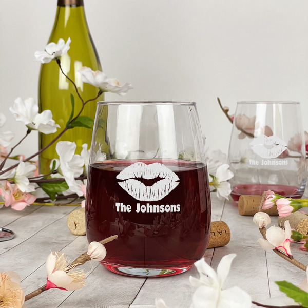 Lips n Hearts Stemless Wine Glass - In Context