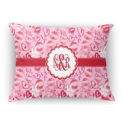 Lips n Hearts Rectangular Throw Pillow Case (Personalized)