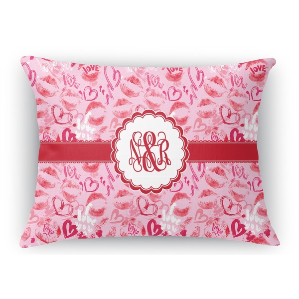 Custom Lips n Hearts Rectangular Throw Pillow Case (Personalized)