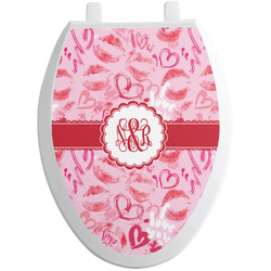 Lips n Hearts Toilet Seat Decal - Elongated (Personalized)