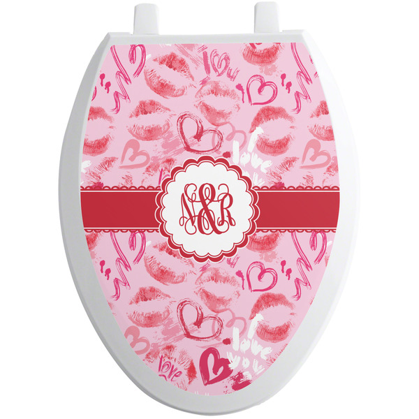Custom Lips n Hearts Toilet Seat Decal - Elongated (Personalized)
