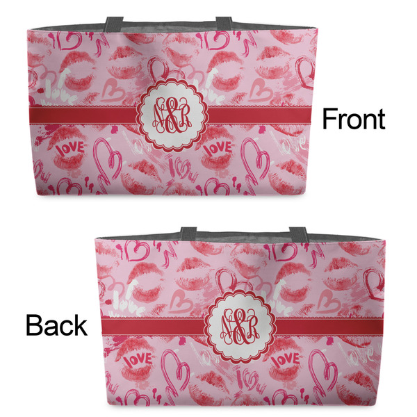 Lips n Hearts Tote w/Black Handles - Front & Back Views