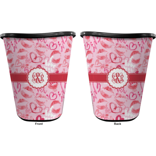 Lips n Hearts Trash Can Black - Front and Back - Apvl