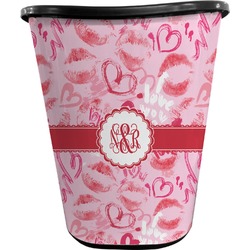 Lips n Hearts Waste Basket - Double Sided (Black) (Personalized)