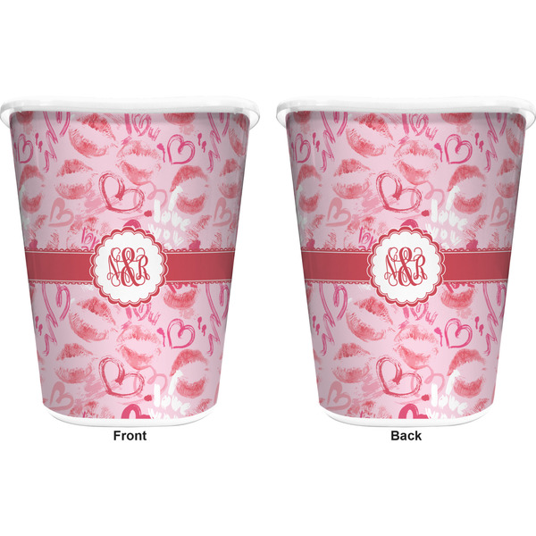 Lips n Hearts Trash Can White - Front and Back - Apvl