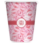 Lips n Hearts Waste Basket - Single Sided (White) (Personalized)
