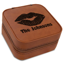 Lips n Hearts Travel Jewelry Box - Rawhide Leather (Personalized)