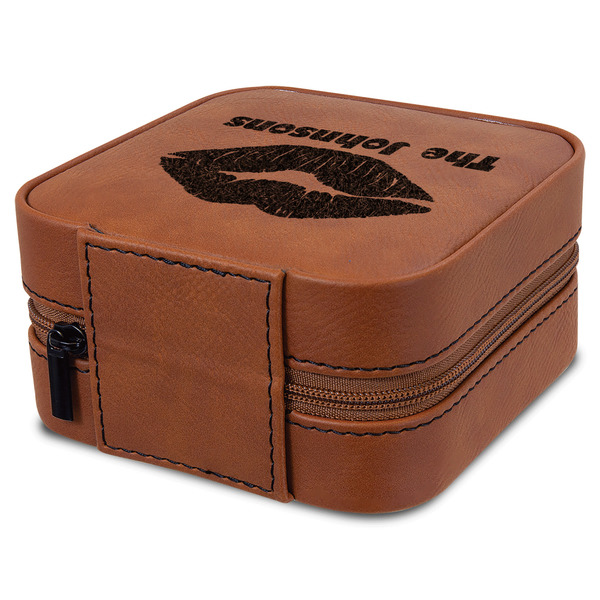 Lips n Hearts Travel Jewelry Boxes - Leatherette - Rawhide - View from Rear