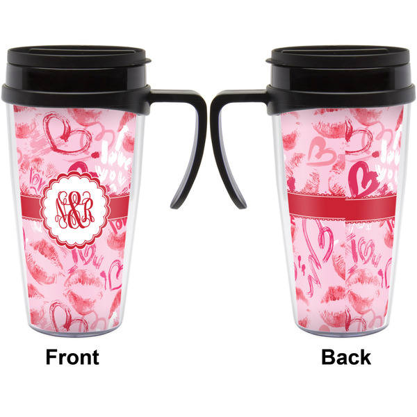 Lips n Hearts Travel Mug with Black Handle - Approval