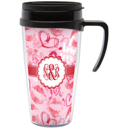 Lips n Hearts Acrylic Travel Mug with Handle (Personalized)