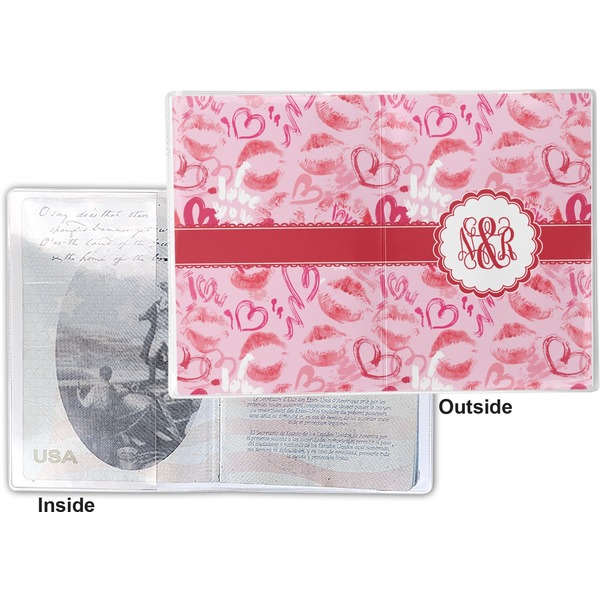 Lips n Hearts Vinyl Passport Holder - Flat Front and Back