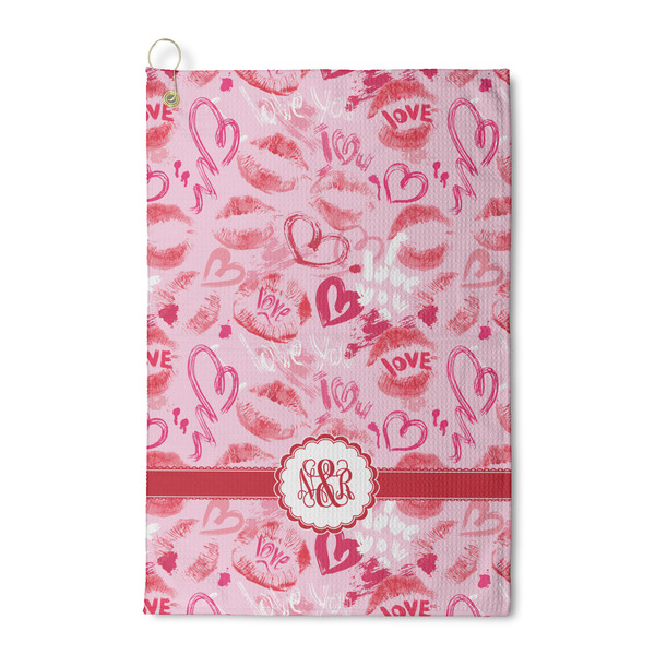 Custom Lips n Hearts Waffle Weave Golf Towel (Personalized)