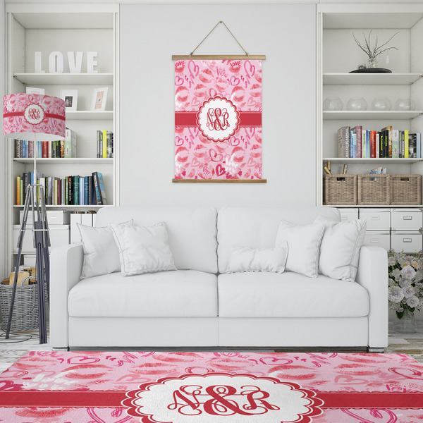 Lips n Hearts Wall Hanging Tapestry - Portrait - IN CONTEXT