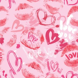 Lips n Hearts Wallpaper & Surface Covering (Water Activated 24"x 24" Sample)