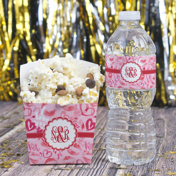 Lips n Hearts Water Bottle Label - w/ Favor Box