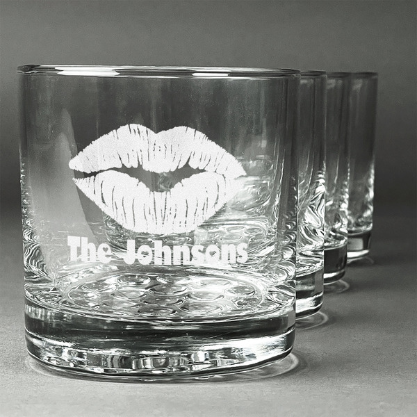 Custom Lips n Hearts Whiskey Glasses (Set of 4) (Personalized)