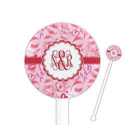 Lips n Hearts 5.5" Round Plastic Stir Sticks - White - Double Sided (Personalized)