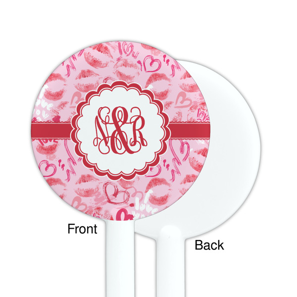 Lips n Hearts White Plastic 5.5" Stir Stick - Single Sided - Round - Front & Back