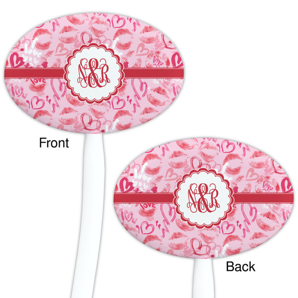 Lips n Hearts White Plastic 7" Stir Stick - Double Sided - Oval - Front & Back