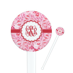 Lips n Hearts 7" Round Plastic Stir Sticks - White - Double Sided (Personalized)