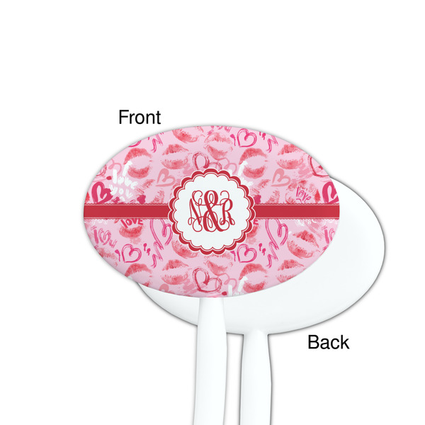 Lips n Hearts White Plastic 7" Stir Stick - Single Sided - Oval - Front & Back