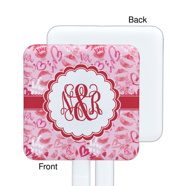 Lips n Hearts White Plastic Stir Stick - Single Sided - Square - Approval