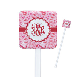Lips n Hearts Square Plastic Stir Sticks - Single Sided (Personalized)