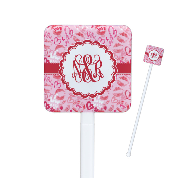 Custom Lips n Hearts Square Plastic Stir Sticks (Personalized)