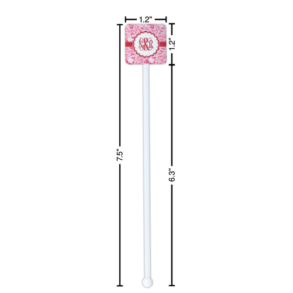 Lips n Hearts White Plastic Stir Stick - Square - Dimensions