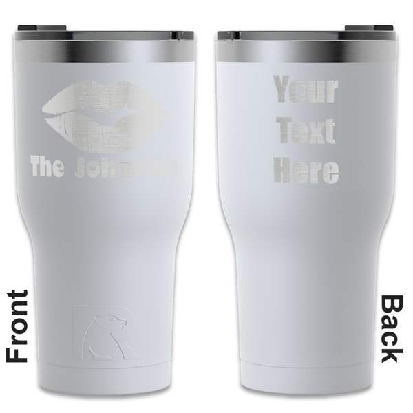 Custom Lips n Hearts RTIC Tumbler - White - Engraved Front & Back (Personalized)
