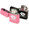 Lips n Hearts Windproof Lighters - Black & Pink - Open
