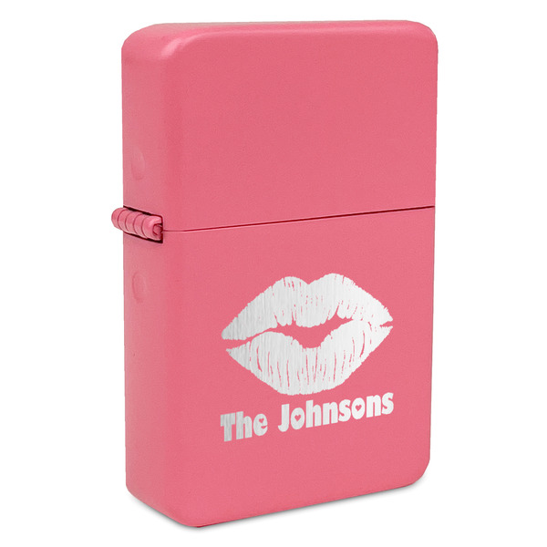 Lips n Hearts Windproof Lighters - Pink - Front/Main