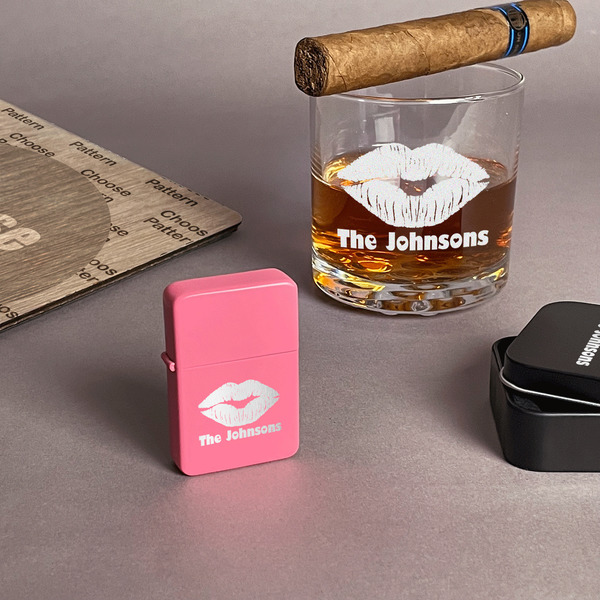 Lips n Hearts Windproof Lighters - Pink - In Context
