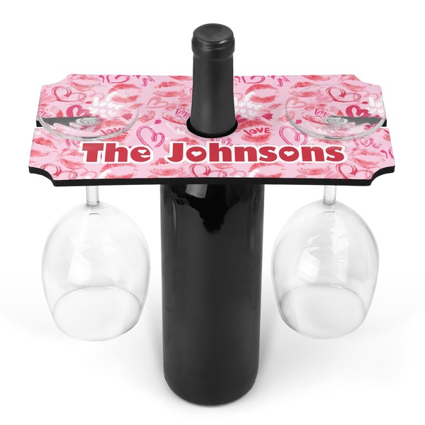 Custom Lips n Hearts Wine Bottle & Glass Holder (Personalized)