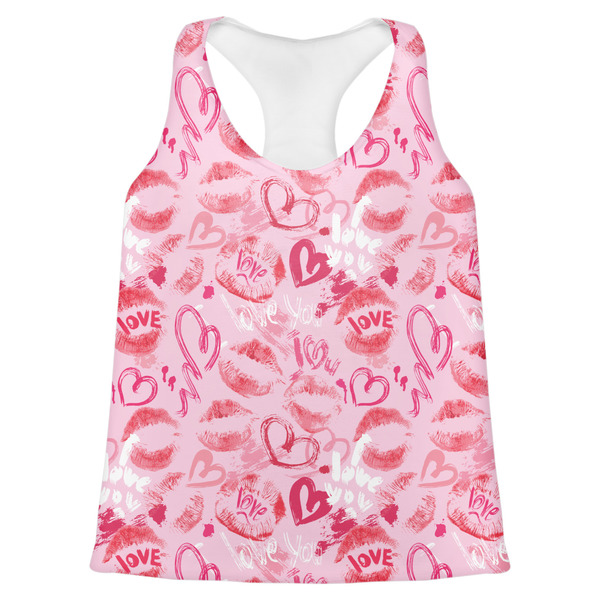 Custom Lips n Hearts Womens Racerback Tank Top - X Large