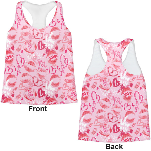 Lips n Hearts Womens Racerback Tank Tops - Medium - Front and Back
