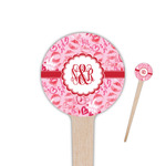 Lips n Hearts 4" Round Wooden Food Picks - Single Sided (Personalized)